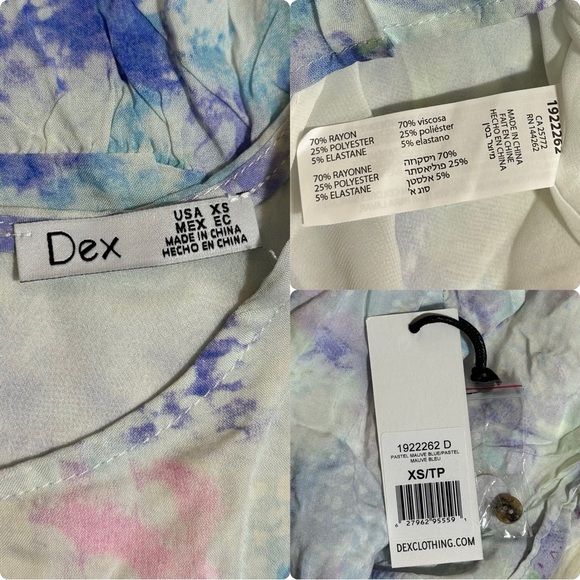 New Dex Watercolor Pastel Ruffle Sleeve Babydoll Dress - Picture 4 of 4